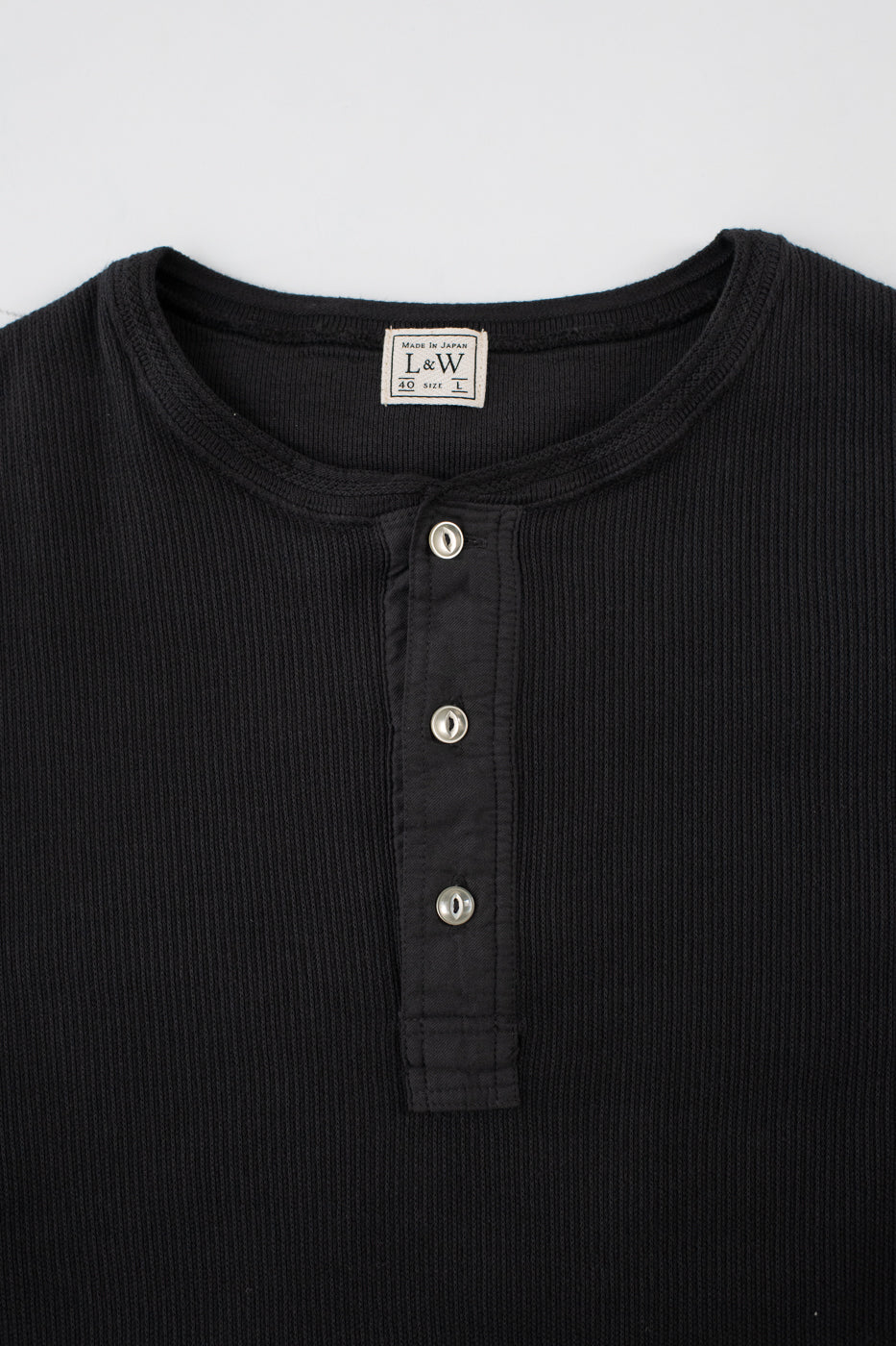 LRH1039 - Classic Royal Rib Knit Thermal Henley - Antique Black