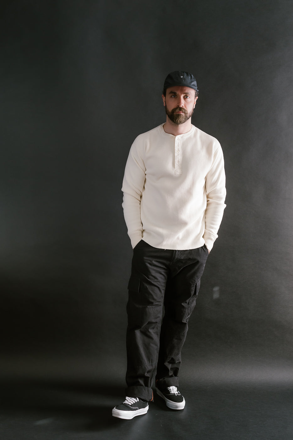 LRH1039 - Classic Royal Rib Knit Thermal Henley - Vintage Ivory