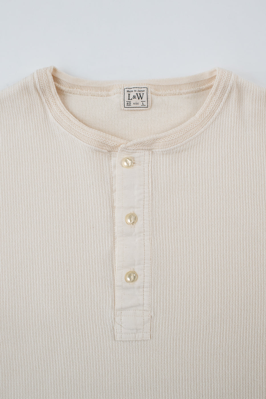LRH1039 - Classic Royal Rib Knit Thermal Henley - Vintage Ivory