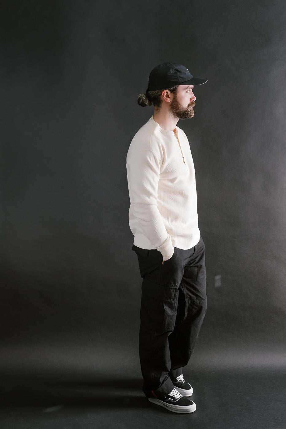 LRH1039 - Classic Royal Rib Knit Thermal Henley - Vintage Ivory