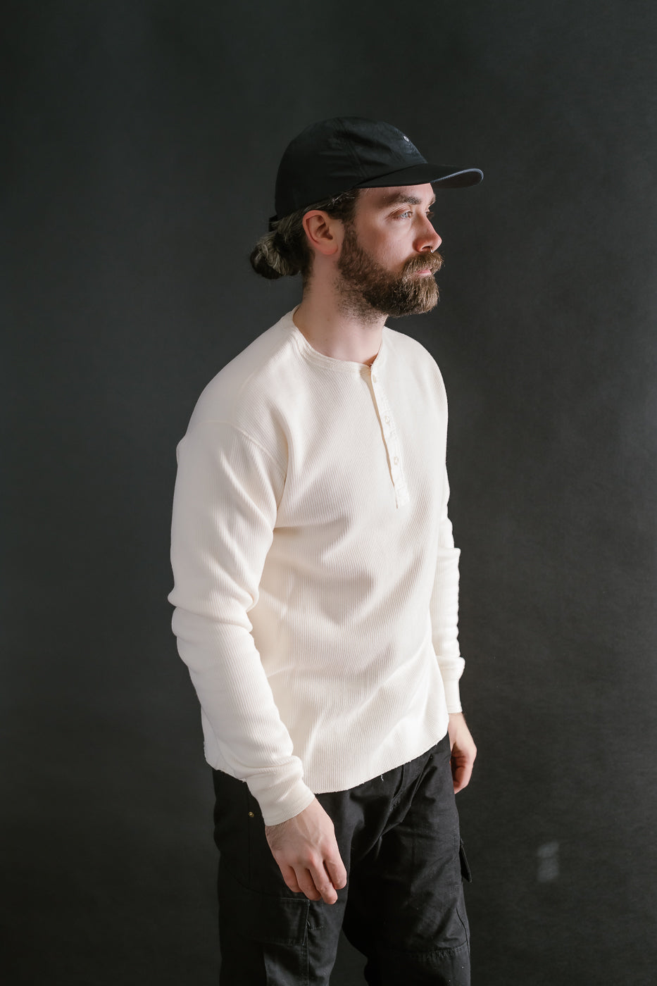 LRH1039 - Classic Royal Rib Knit Thermal Henley - Vintage Ivory