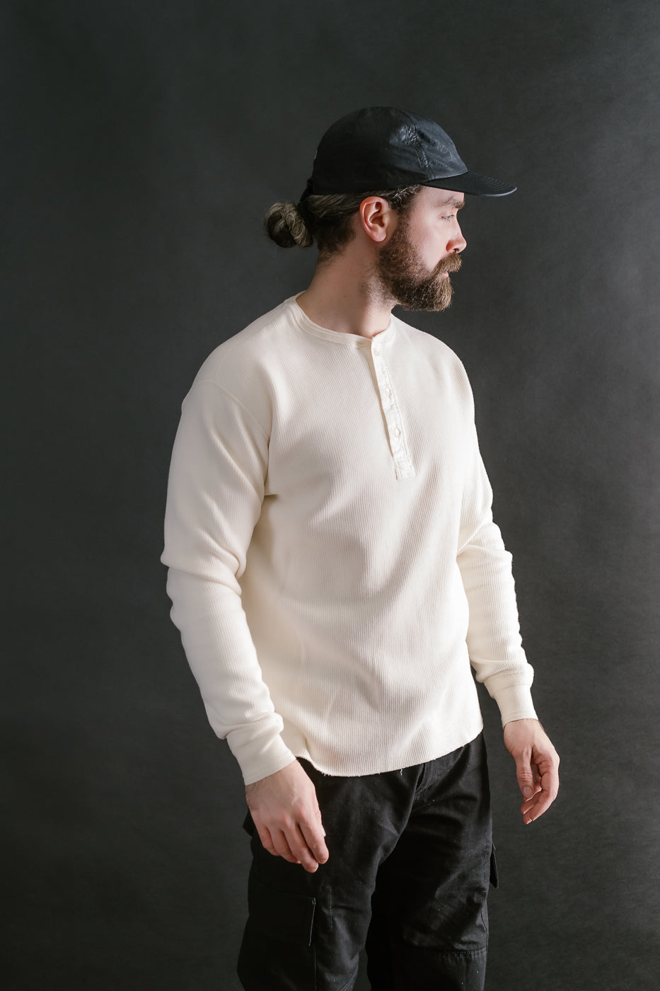 LRH1039 - Classic Royal Rib Knit Thermal Henley - Vintage Ivory