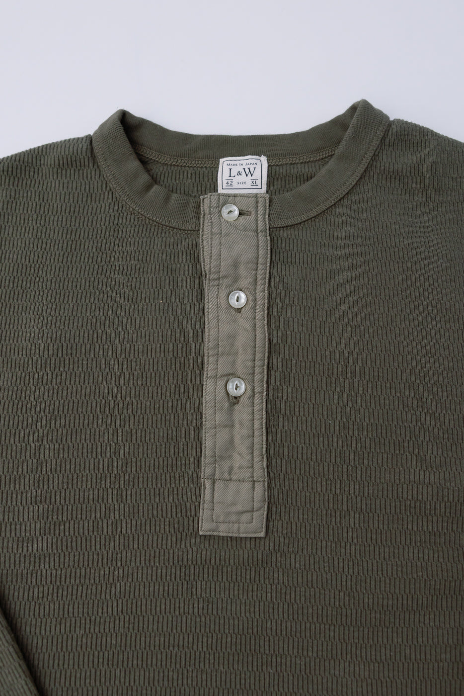 LRH1041 - Supima Long Sleeve Honeycomb Knit Henleyneck Thermal