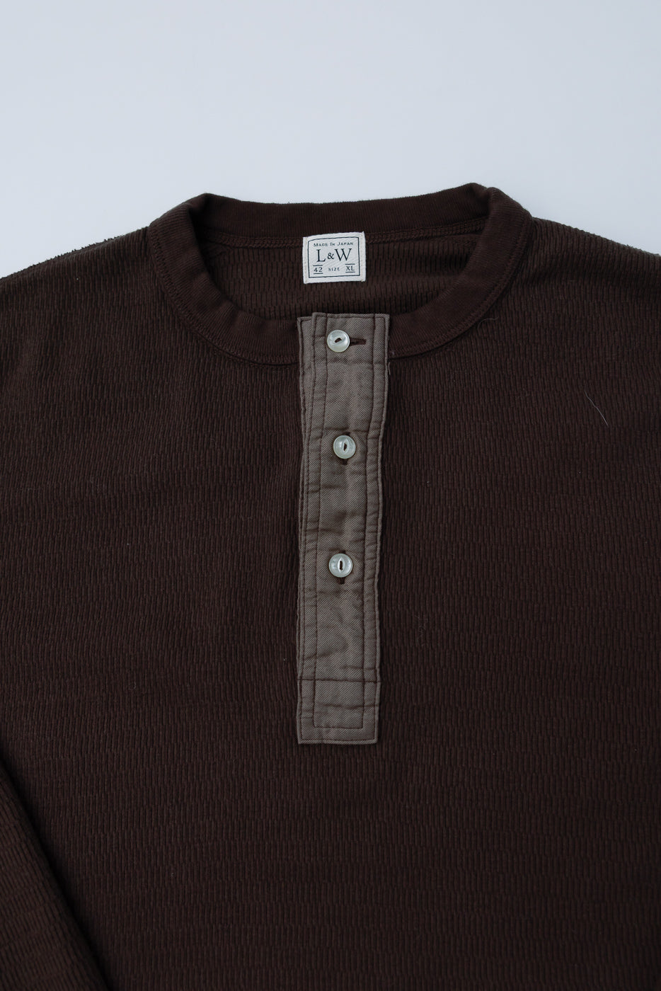LRH1041 - Supima Long Sleeve Honeycomb Knit Henleyneck Thermal