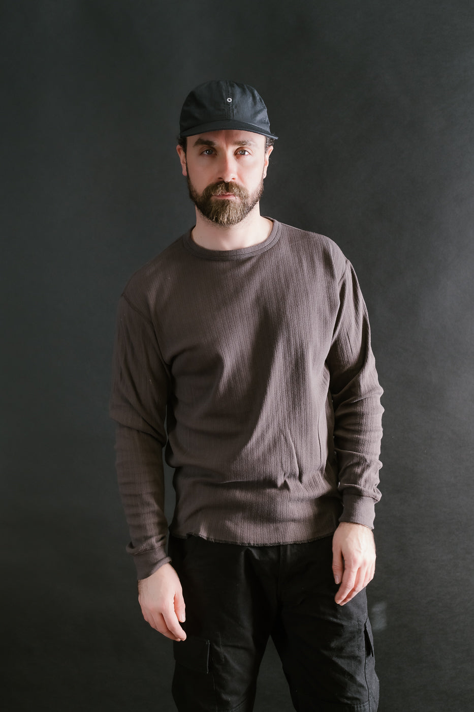 LRC1114 - Smooth Drop Needle Rib Knit LS Crew - Classic Black