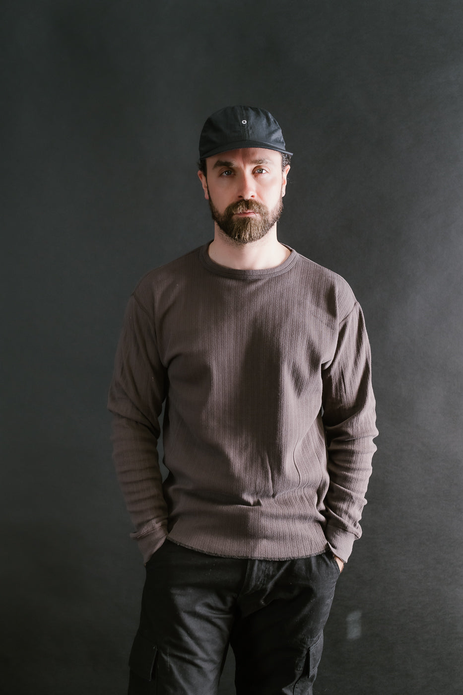 LRC1114 - Smooth Drop Needle Rib Knit LS Crew - Classic Black