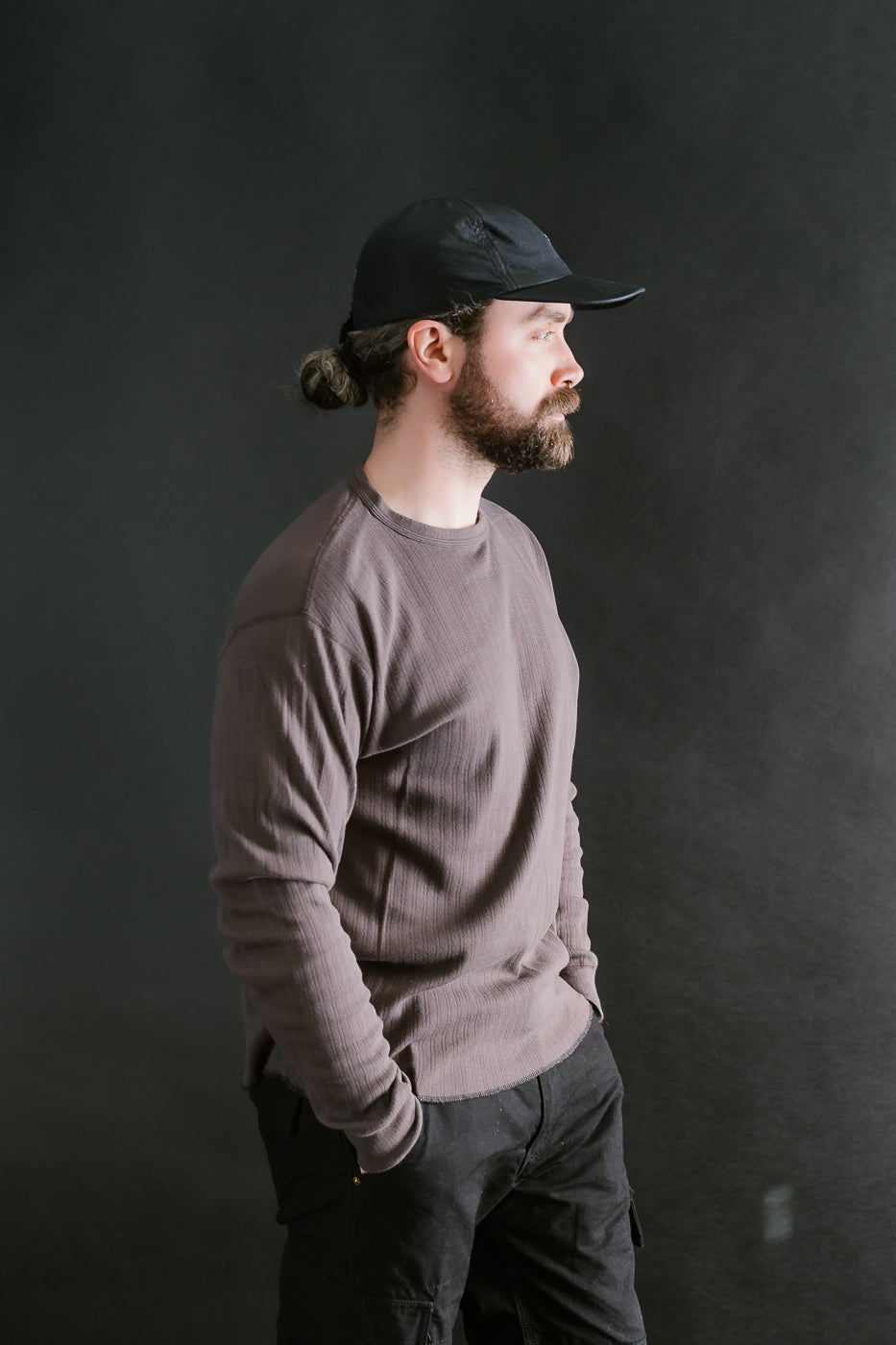 LRC1114 - Smooth Drop Needle Rib Knit LS Crew - Classic Black