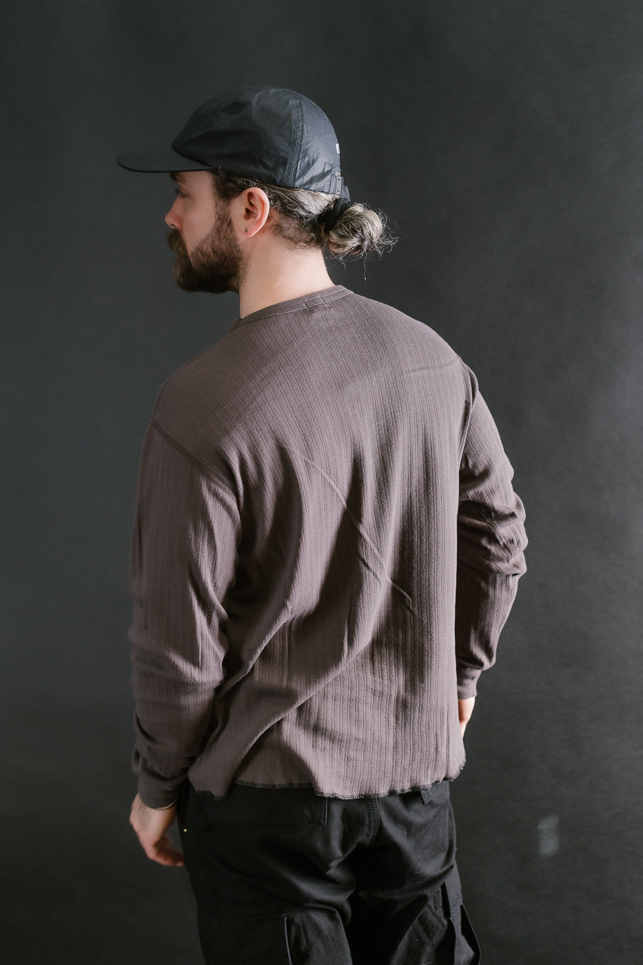 LRC1114 - Smooth Drop Needle Rib Knit LS Crew - Classic Black