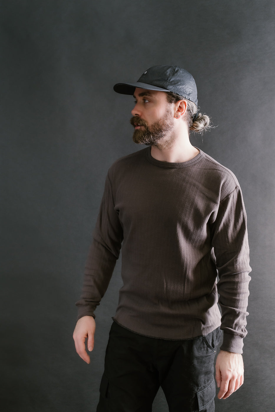 LRC1114 - Smooth Drop Needle Rib Knit LS Crew - Classic Black