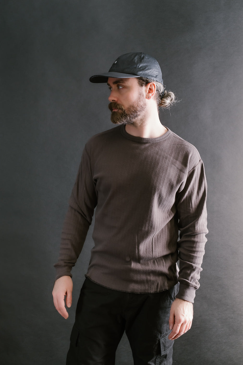 LRC1114 - Smooth Drop Needle Rib Knit LS Crew - Classic Black