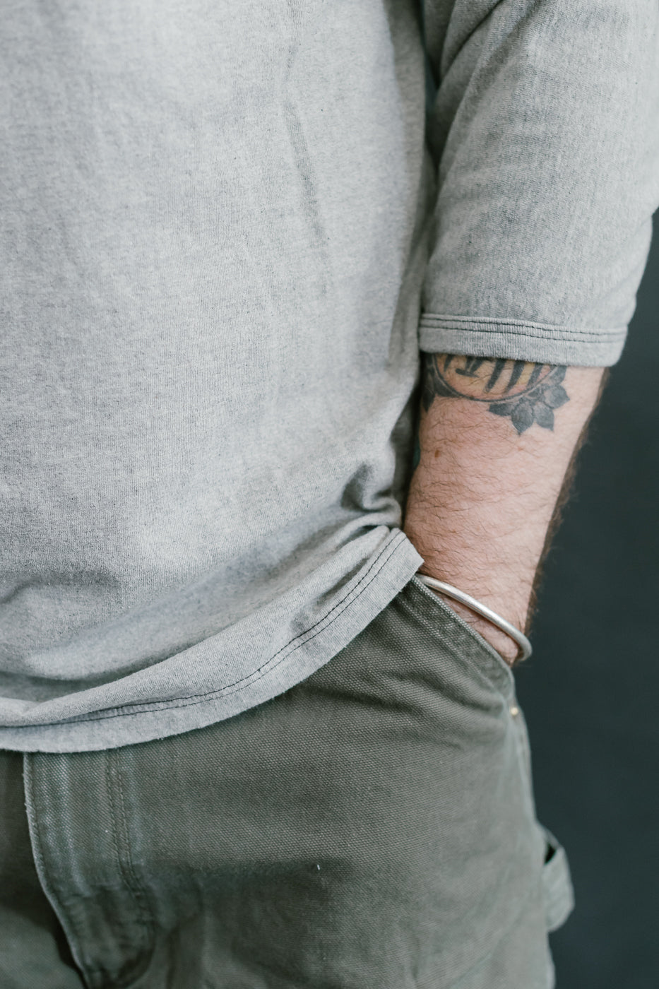 LRC1117 - Supima Cotton 3/4 Sleeve Crew - Vintage Grey