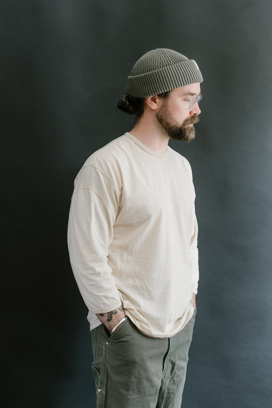 LRC1117 - Supima Cotton 3/4 Sleeve Crew - Old Ivory