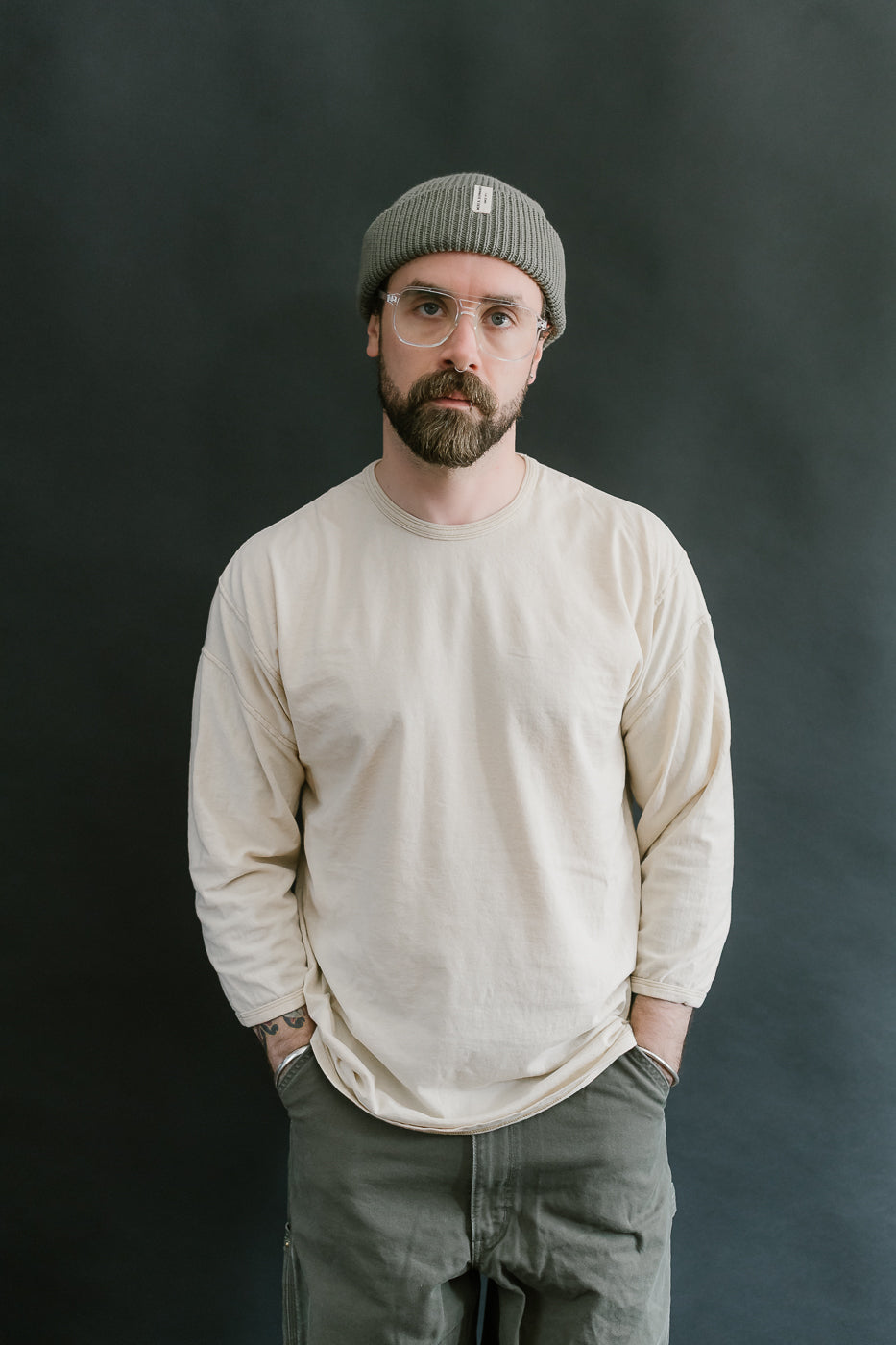 LRC1117 - Supima Cotton 3/4 Sleeve Crew - Old Ivory