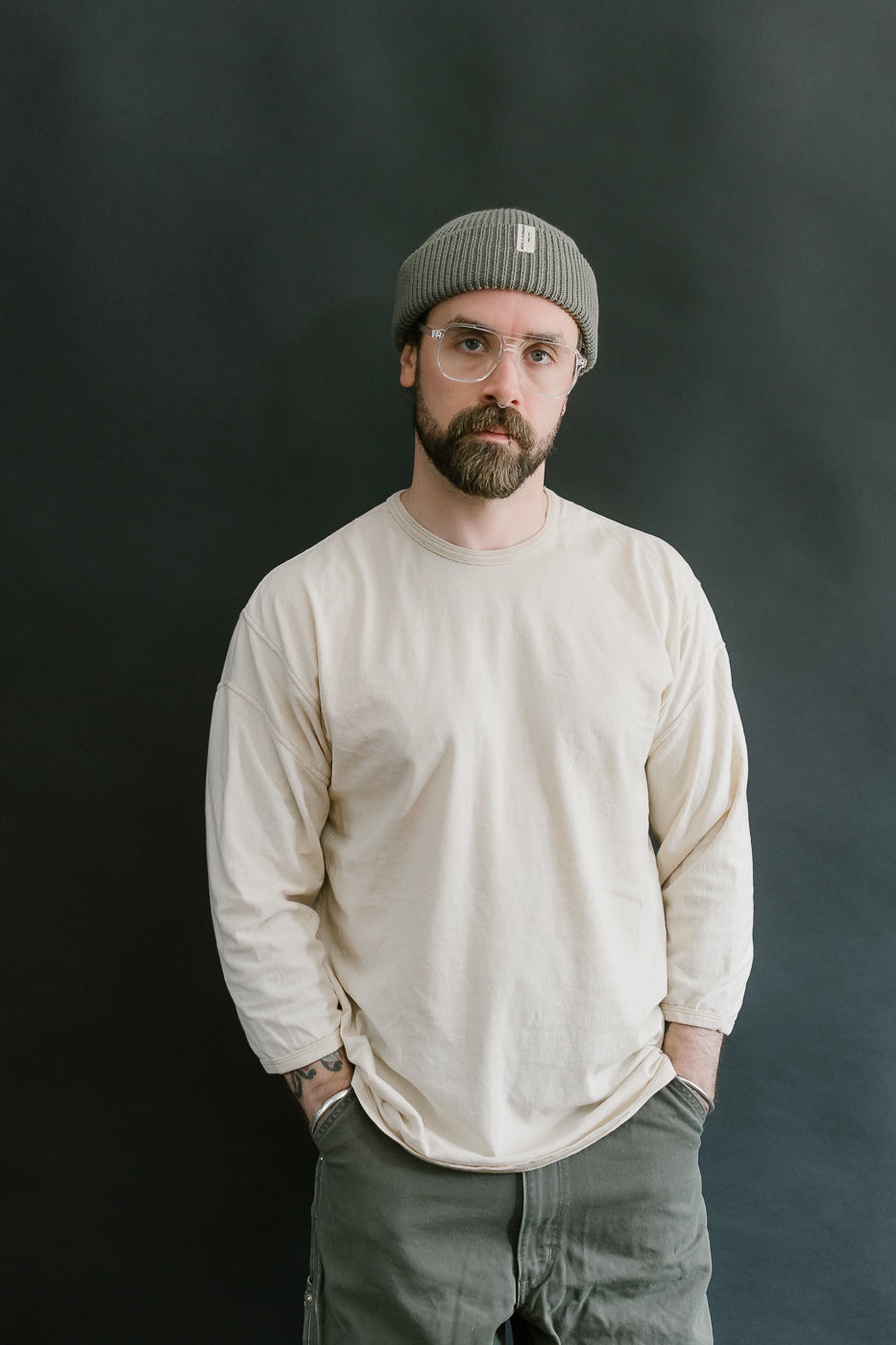 LRC1117 - Supima Cotton 3/4 Sleeve Crew - Old Ivory