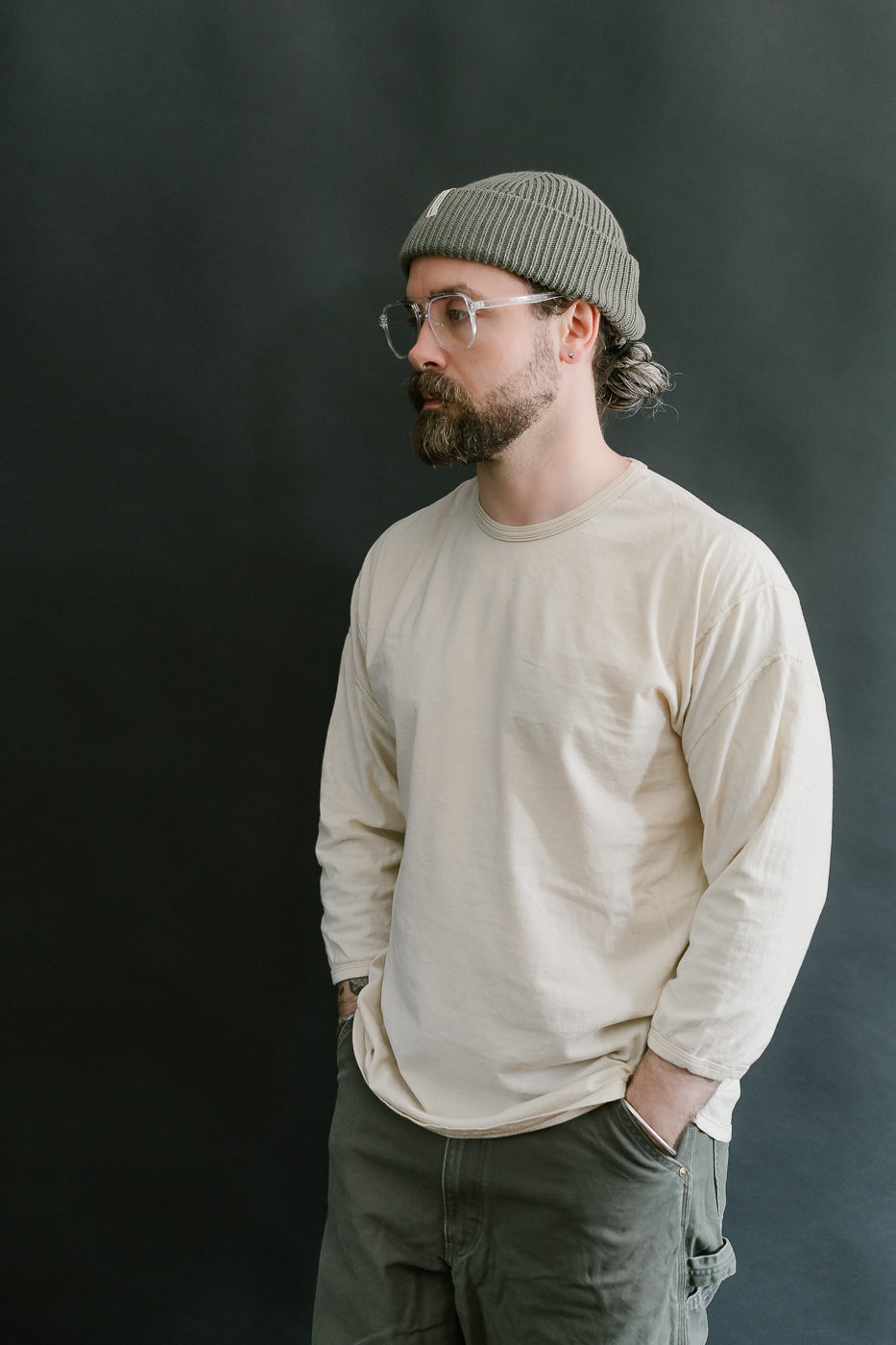 LRC1117 - Supima Cotton 3/4 Sleeve Crew - Old Ivory