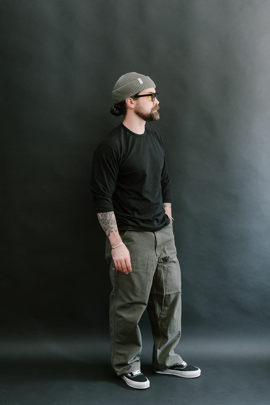 LRC1117 - Supima Cotton 3/4 Sleeve Crew - Royal Black