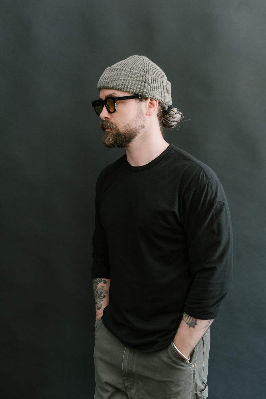 LRC1117 - Supima Cotton 3/4 Sleeve Crew - Royal Black
