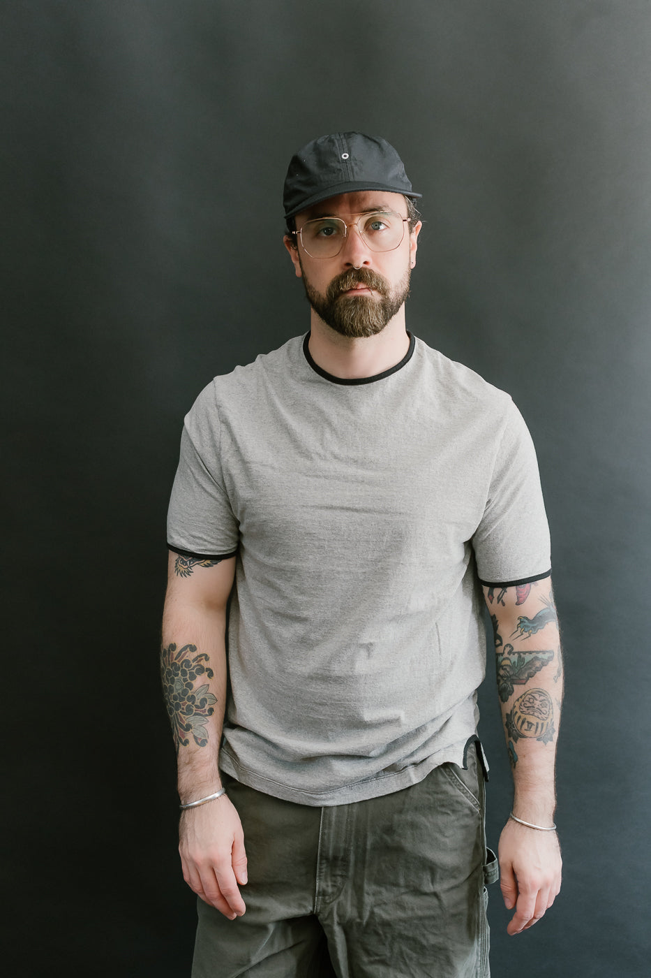 LRC1119 - Supima Cotton Edge Piping Classic Crew - Two Tone Vintage Grey