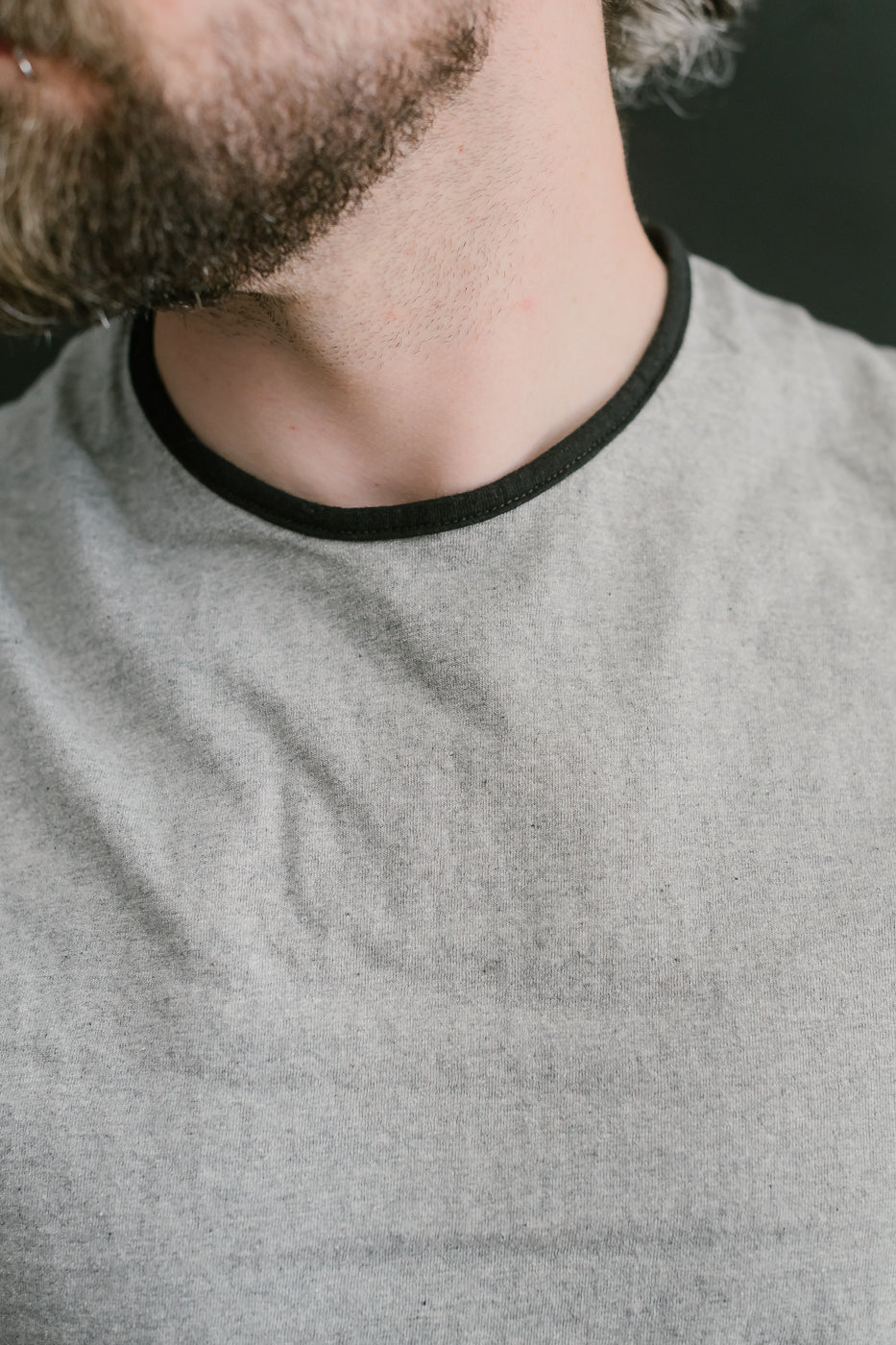 LRC1119 - Supima Cotton Edge Piping Classic Crew - Two Tone Vintage Grey