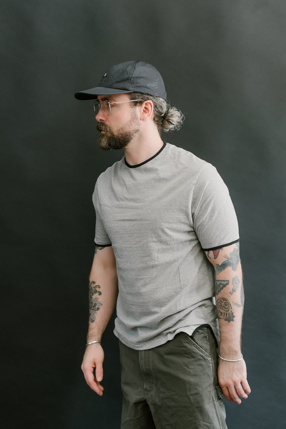 LRC1119 - Supima Cotton Edge Piping Classic Crew - Two Tone Vintage Grey