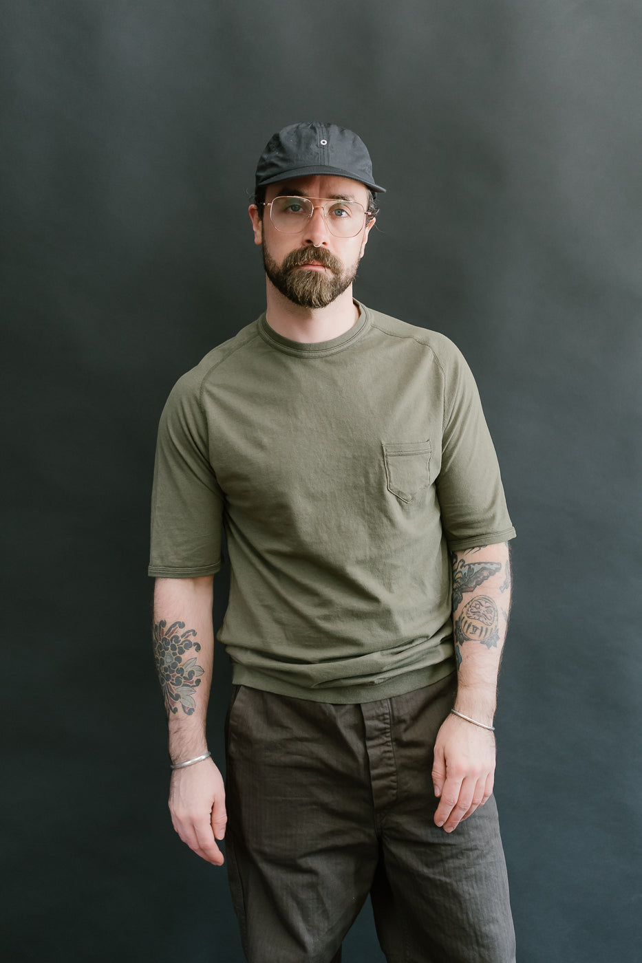 LRC1120 - Supima Cotton Freedom Sleeve Pocket Crew - Antique Olive