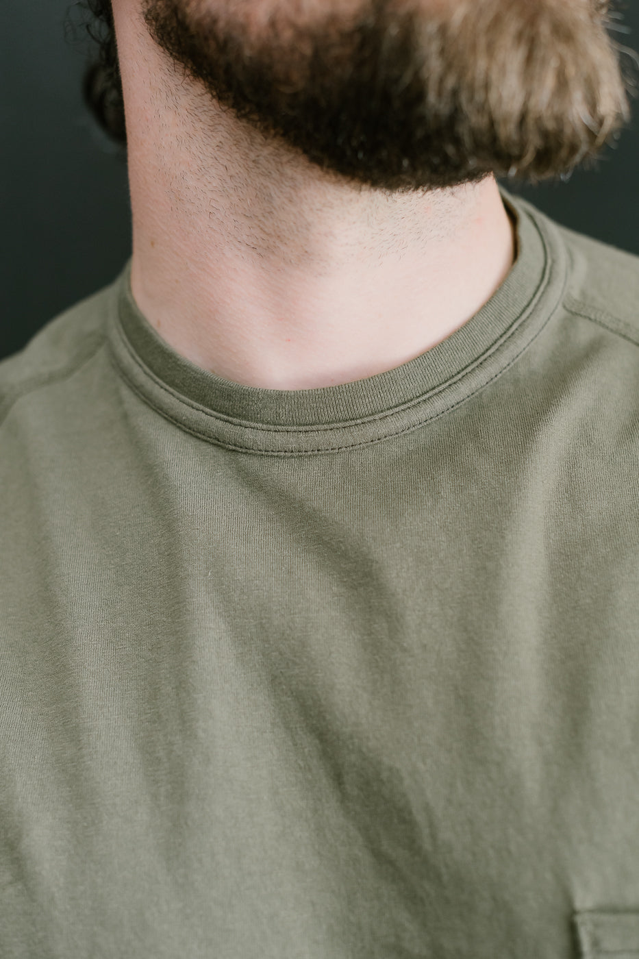 LRC1120 - Supima Cotton Freedom Sleeve Pocket Crew - Antique Olive