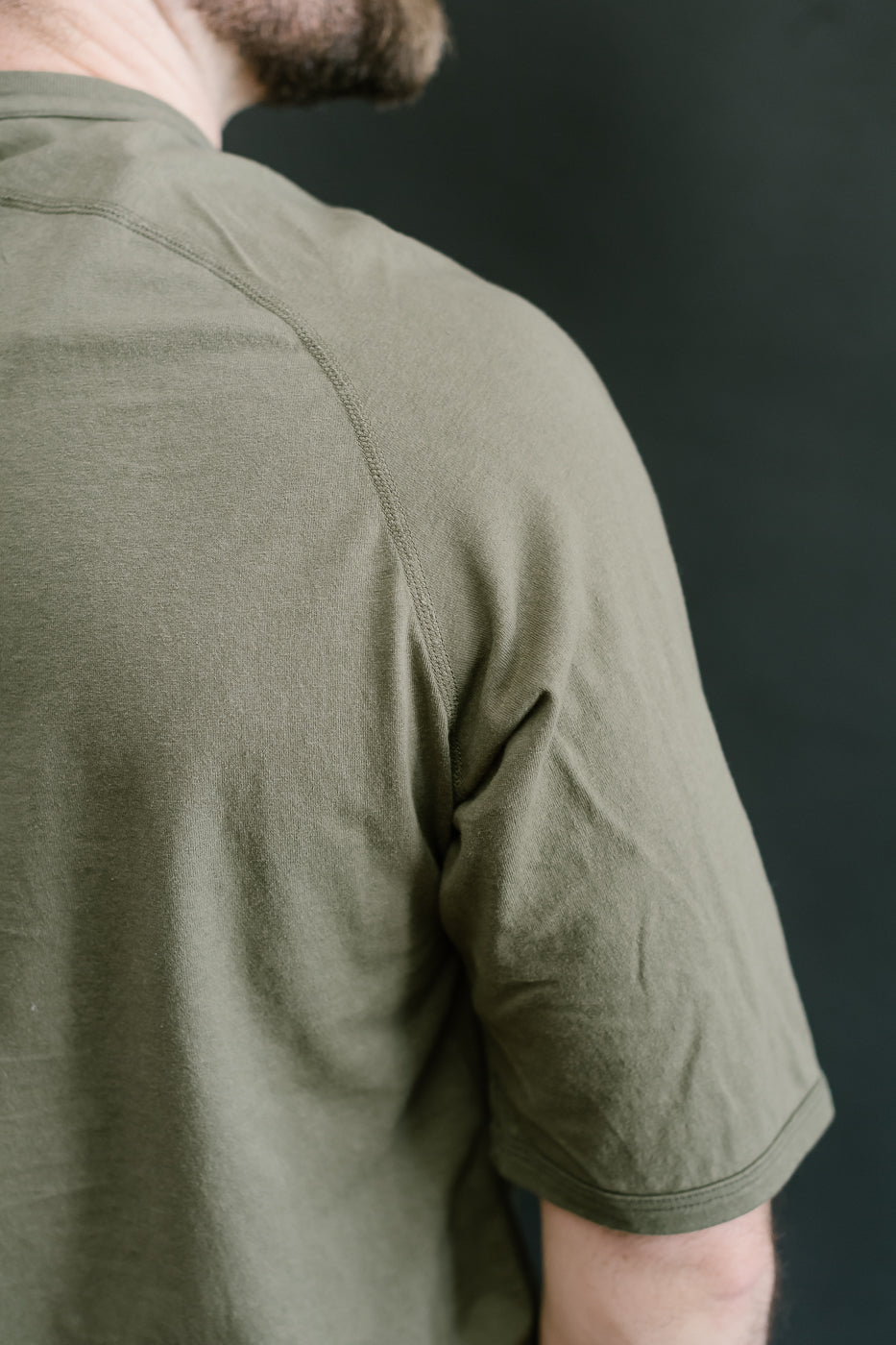 LRC1120 - Supima Cotton Freedom Sleeve Pocket Crew - Antique Olive
