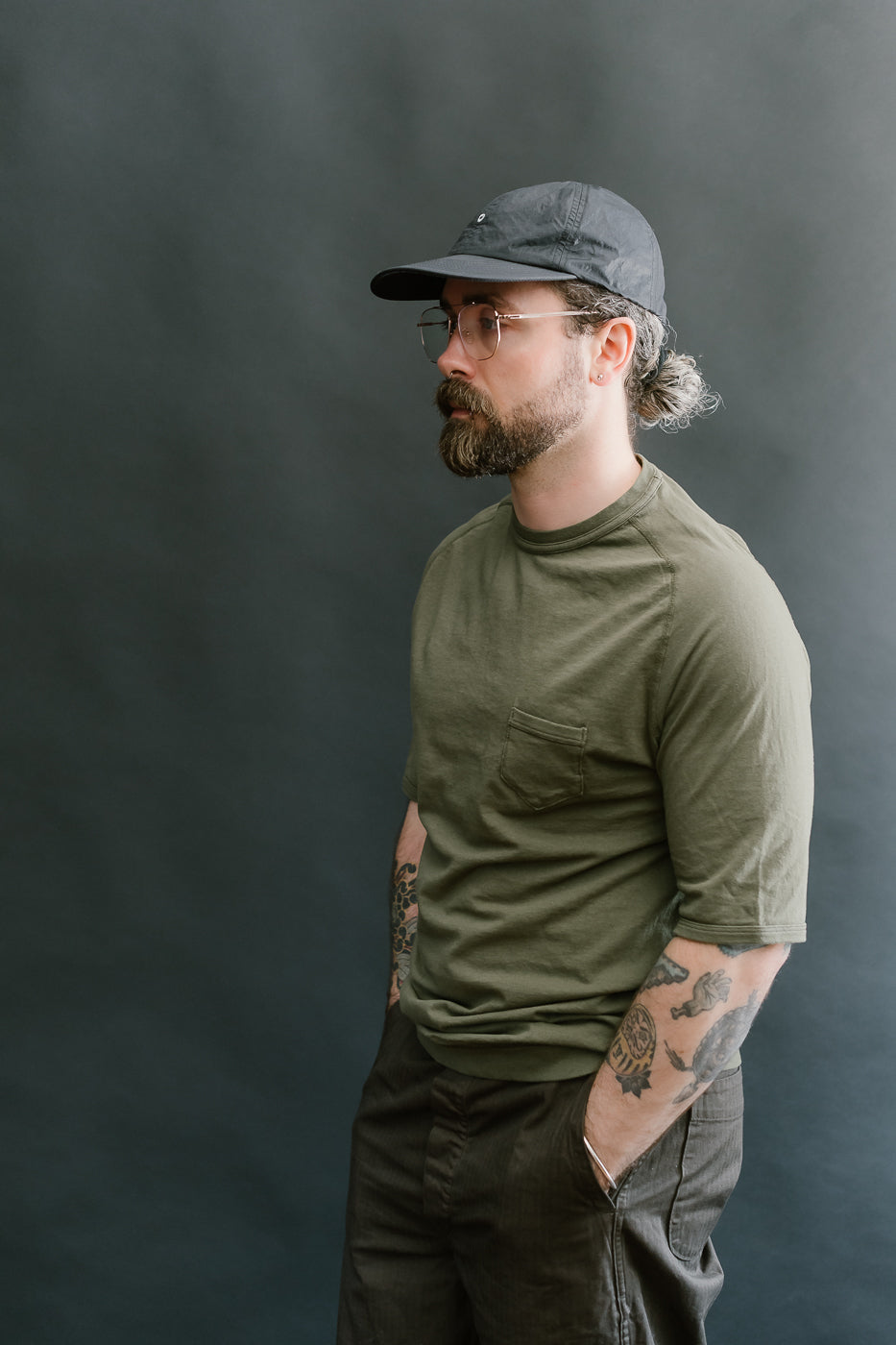 LRC1120 - Supima Cotton Freedom Sleeve Pocket Crew - Antique Olive