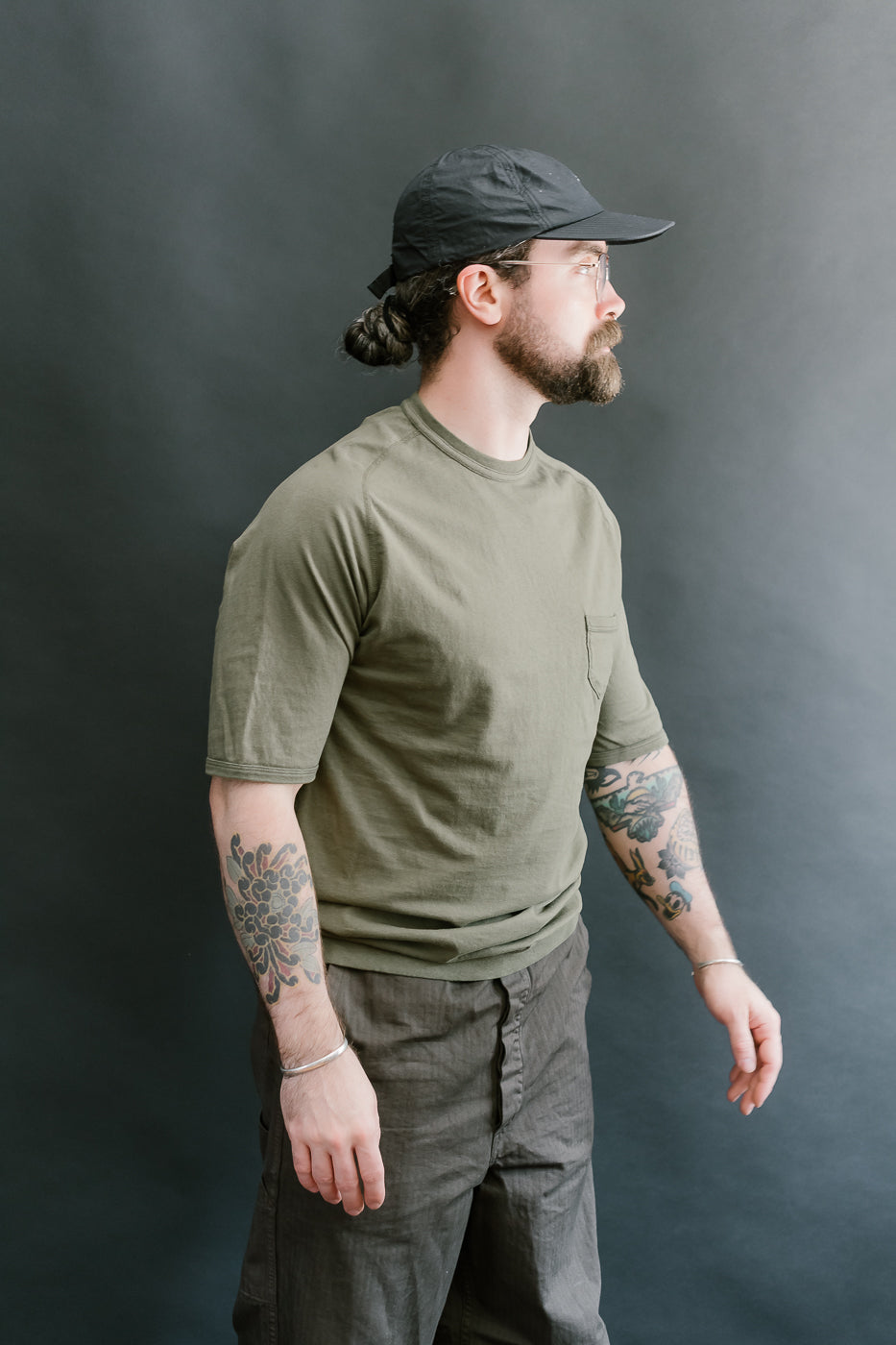 LRC1120 - Supima Cotton Freedom Sleeve Pocket Crew - Antique Olive