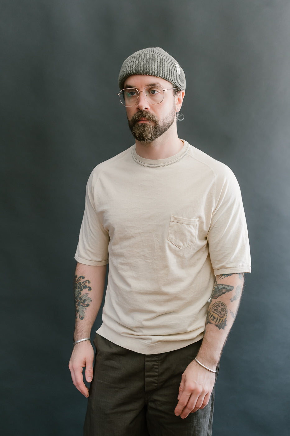 LRC1120 - Supima Cotton Freedom Sleeve Pocket Crew - Old Ivory