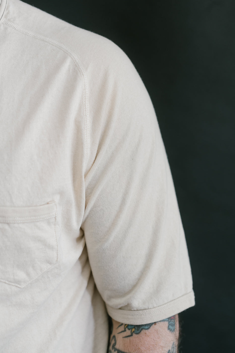 LRC1120 - Supima Cotton Freedom Sleeve Pocket Crew - Old Ivory
