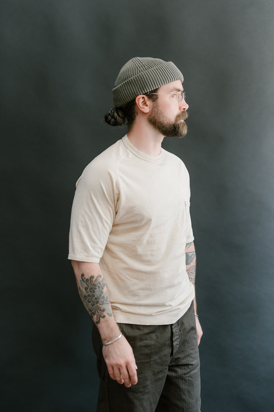 LRC1120 - Supima Cotton Freedom Sleeve Pocket Crew - Old Ivory