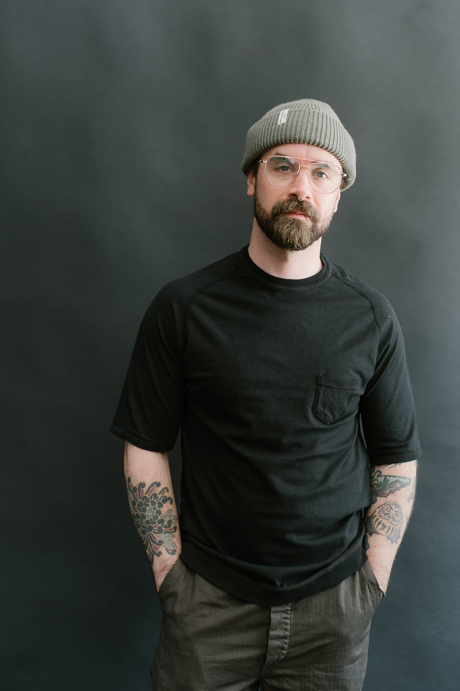 LRC1120 - Supima Cotton Freedom Sleeve Pocket Crew - Royal Black