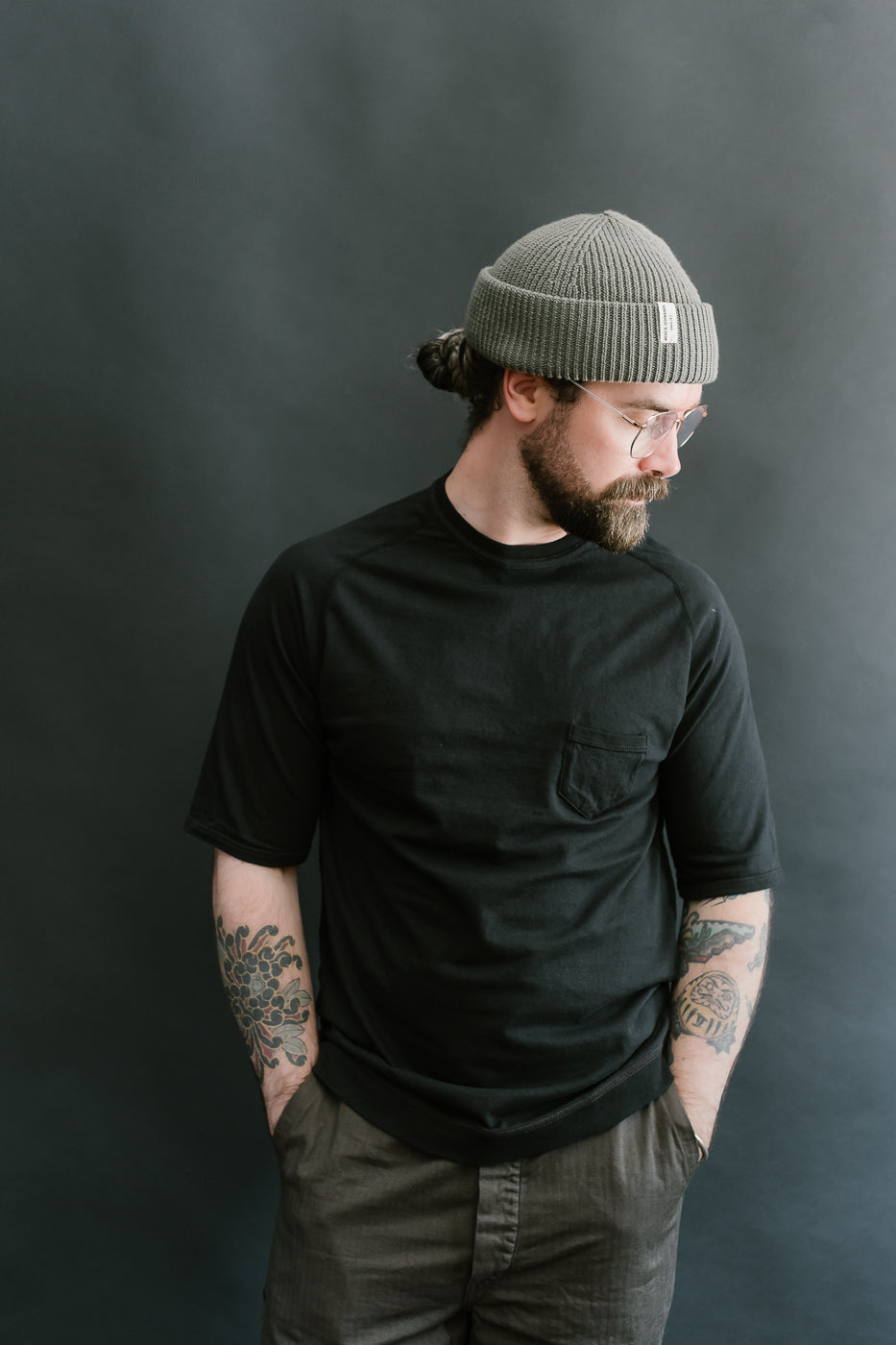LRC1120 - Supima Cotton Freedom Sleeve Pocket Crew - Royal Black