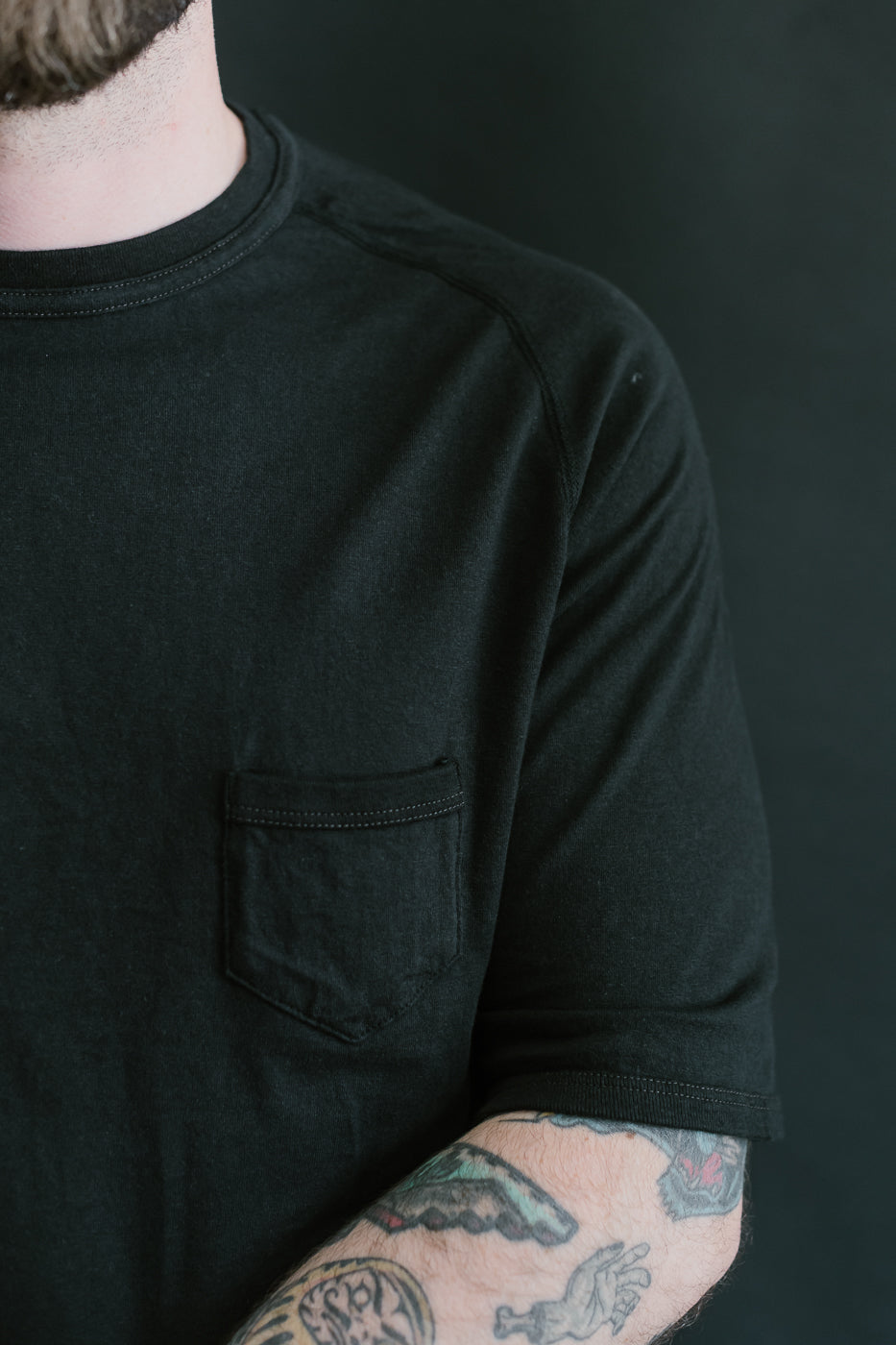 LRC1120 - Supima Cotton Freedom Sleeve Pocket Crew - Royal Black