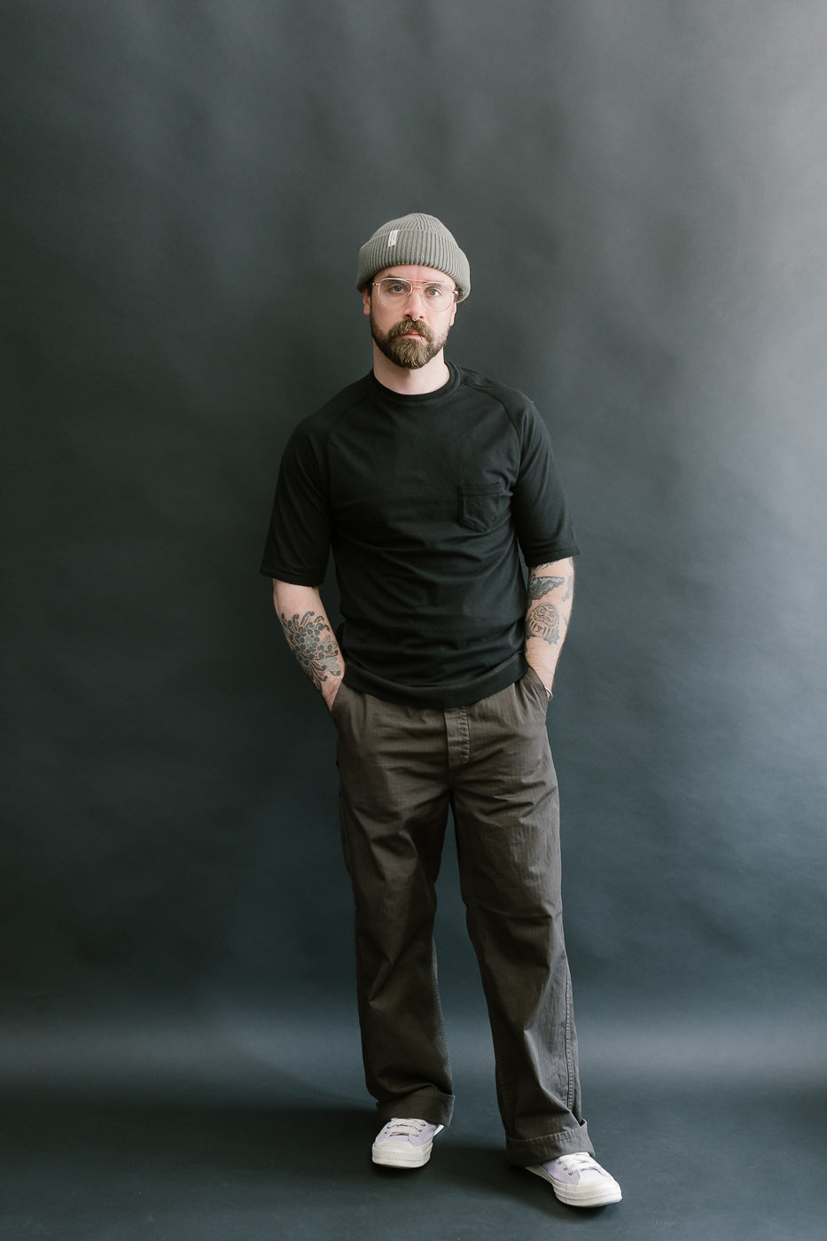LRC1120 - Supima Cotton Freedom Sleeve Pocket Crew - Royal Black
