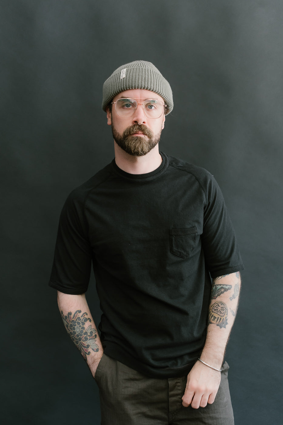 LRC1120 - Supima Cotton Freedom Sleeve Pocket Crew - Royal Black