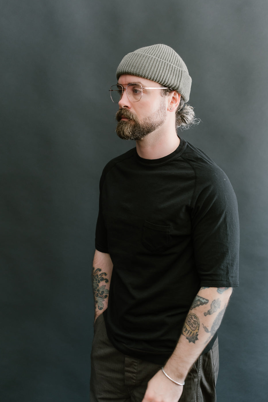 LRC1120 - Supima Cotton Freedom Sleeve Pocket Crew - Royal Black