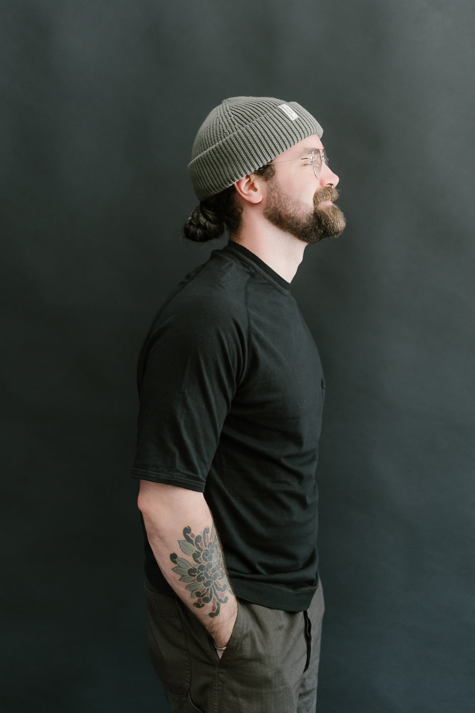 LRC1120 - Supima Cotton Freedom Sleeve Pocket Crew - Royal Black