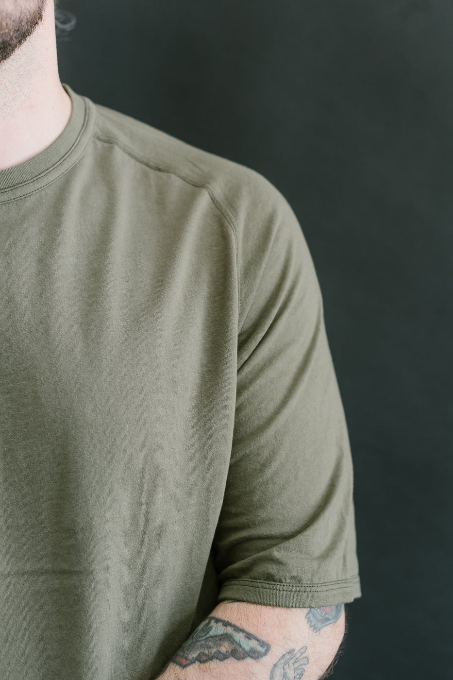 LRC1121 - Supima Cotton Freedom Sleeve Crew - Antique Olive