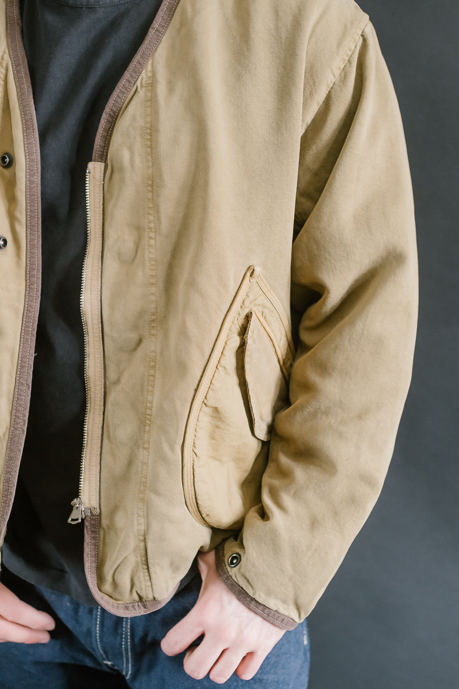 MSP-4029 - Asymmetrical Bomber Jacket - Beige