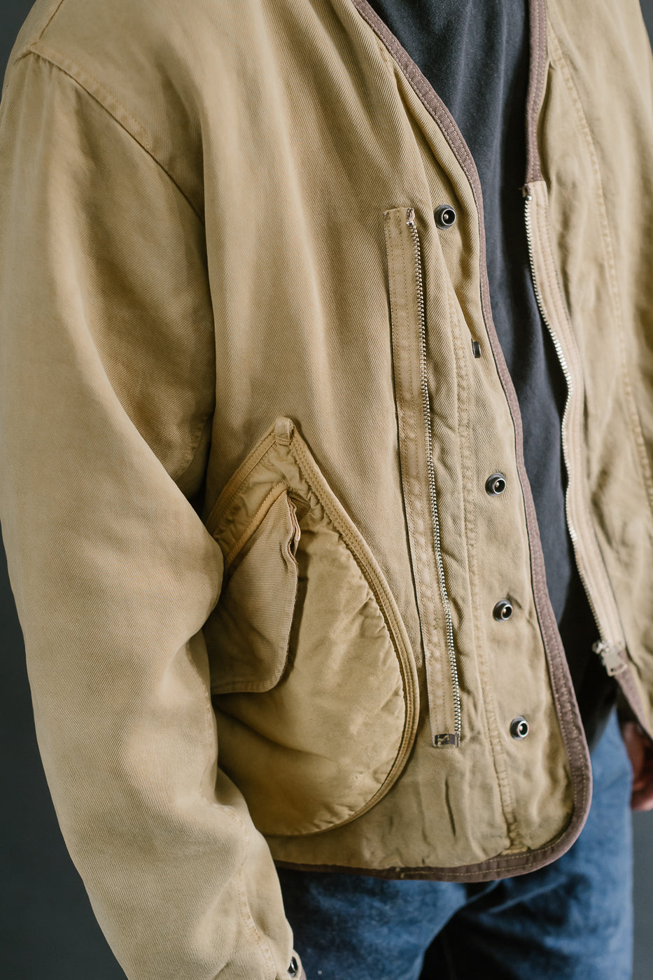 MSP-4029 - Asymmetrical Bomber Jacket - Beige