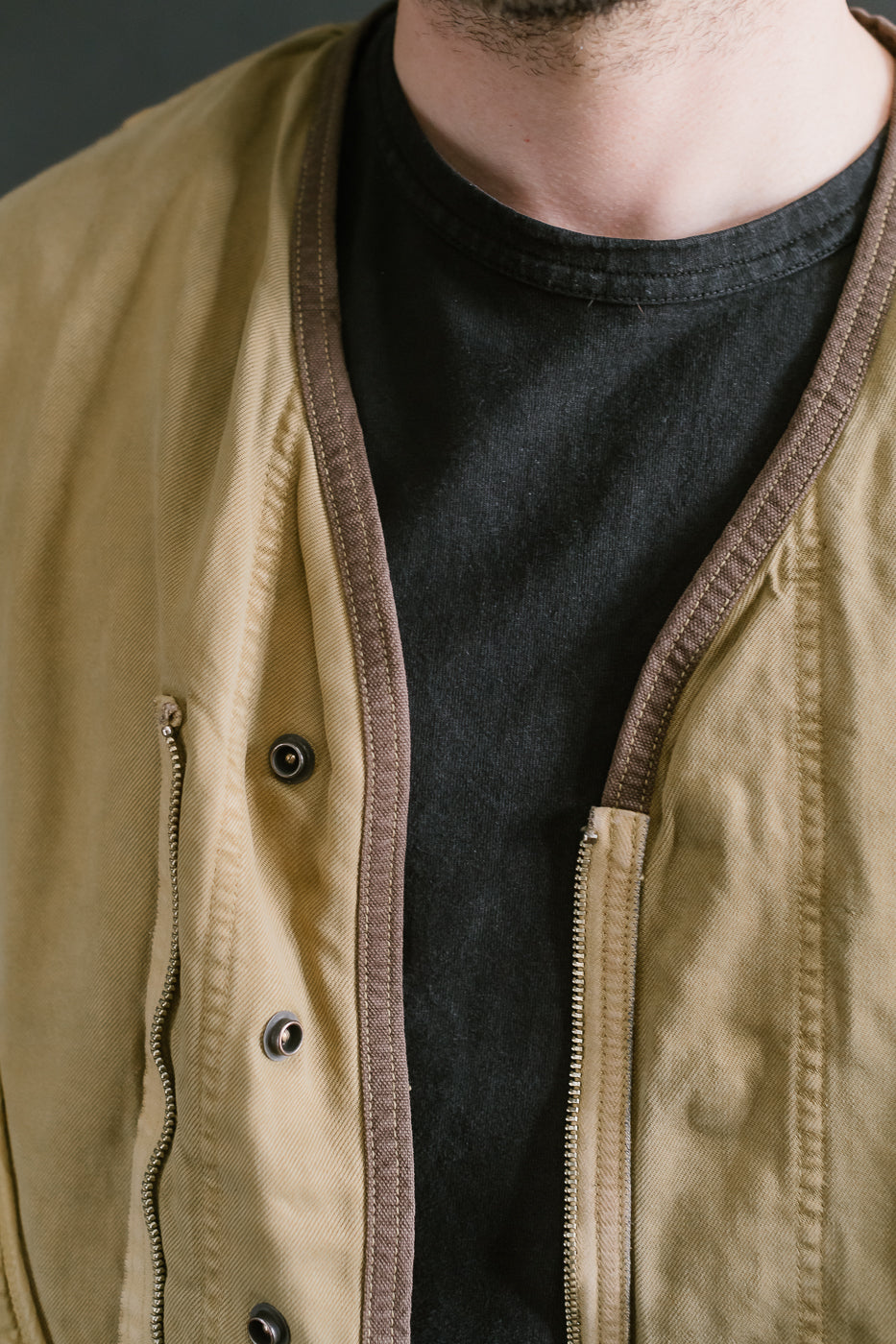 MSP-4029 - Asymmetrical Bomber Jacket - Beige
