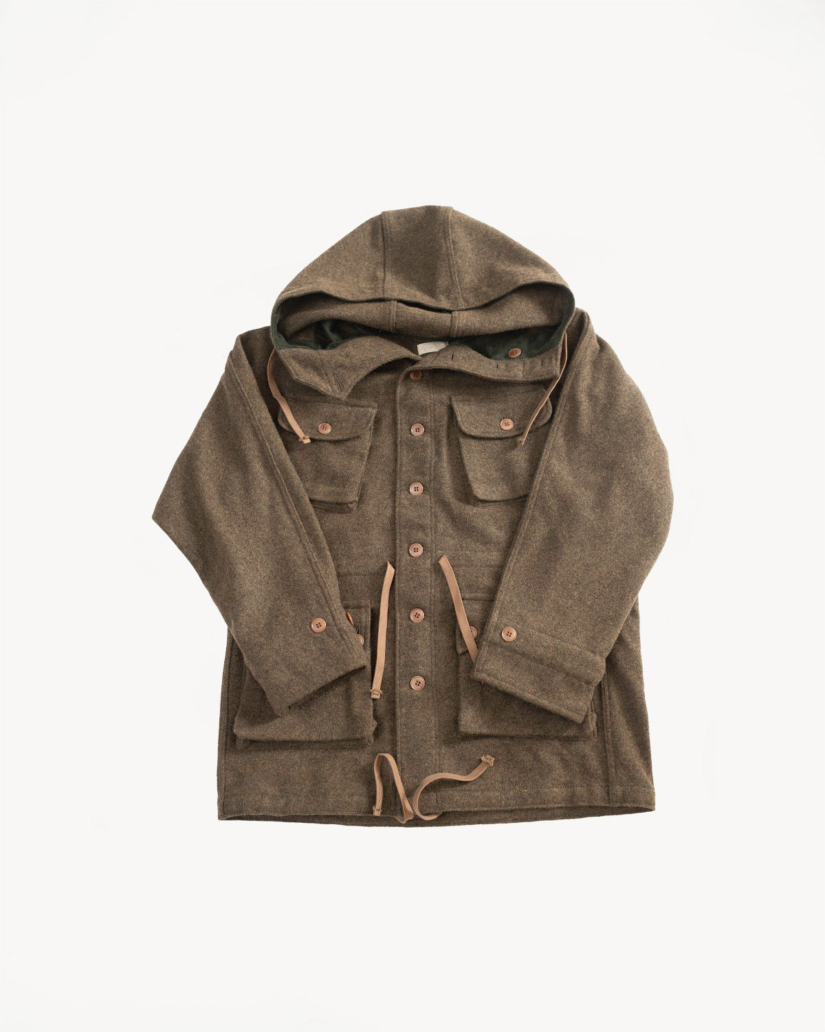 MSP-4034 - Wool Hoodie Duffle Coat - Brown