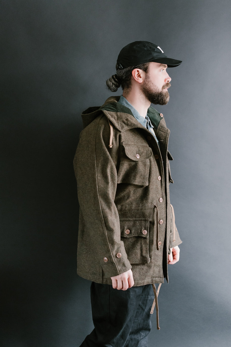 MSP-4034 - Wool Hoodie Duffle Coat - Brown