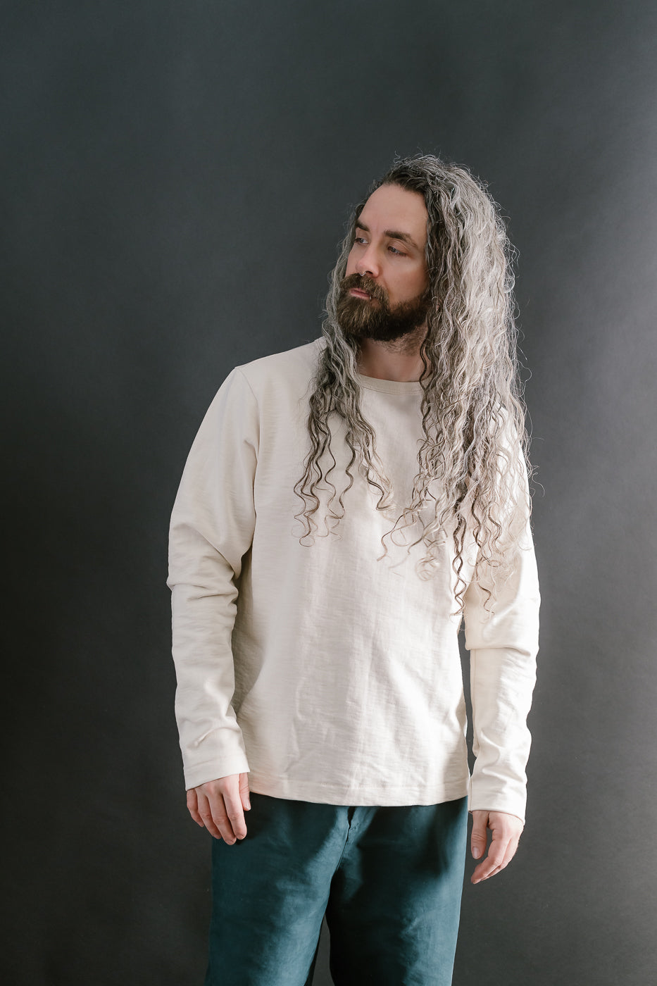 2S18.02 - 13.4oz Loopwheeled Heavy LS T-Shirt Relaxed Fit - Nature