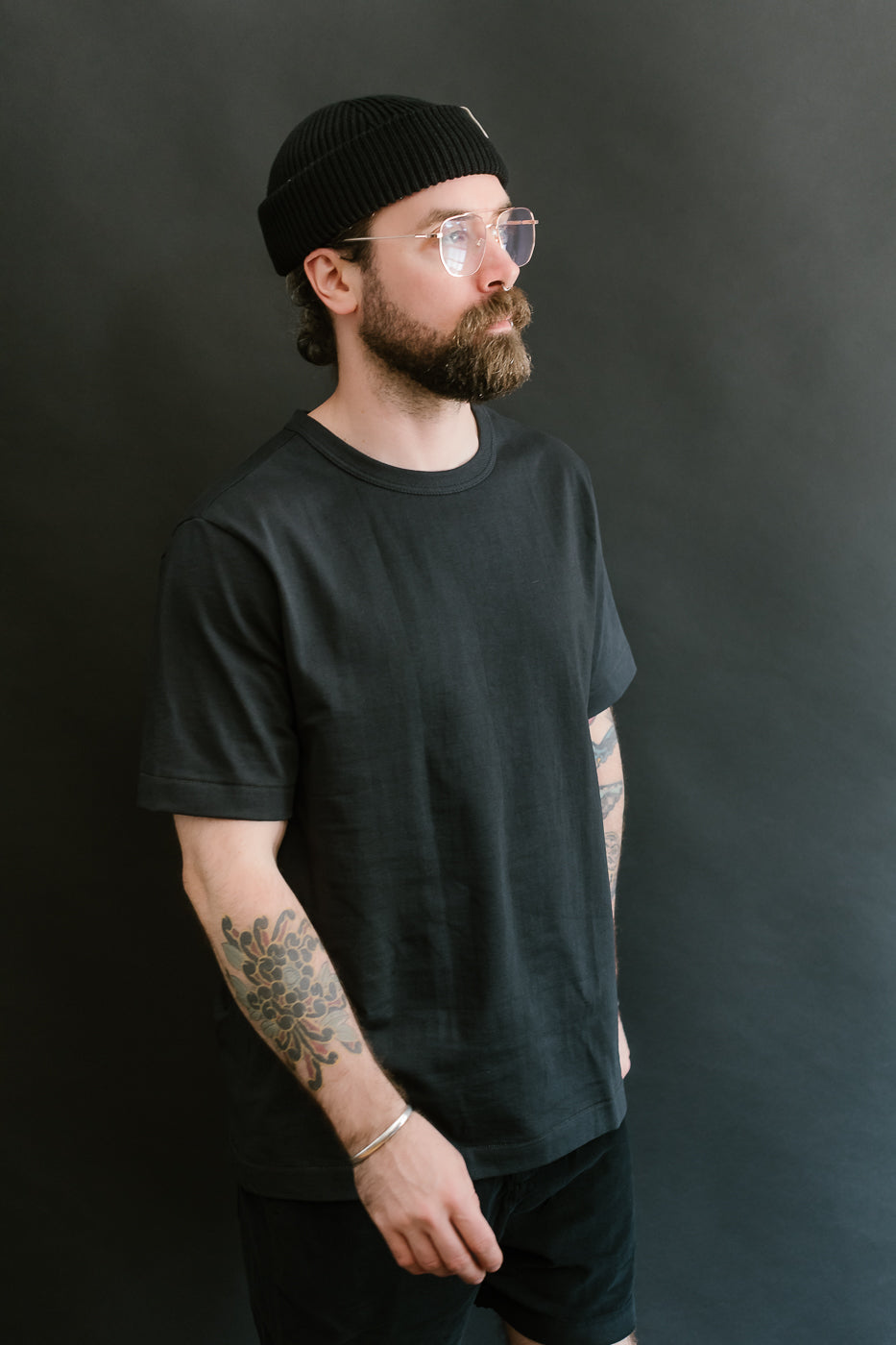 214.98 - 7.2oz Loopwheeled Relax Fit Midweight T-Shirt - Charcoal