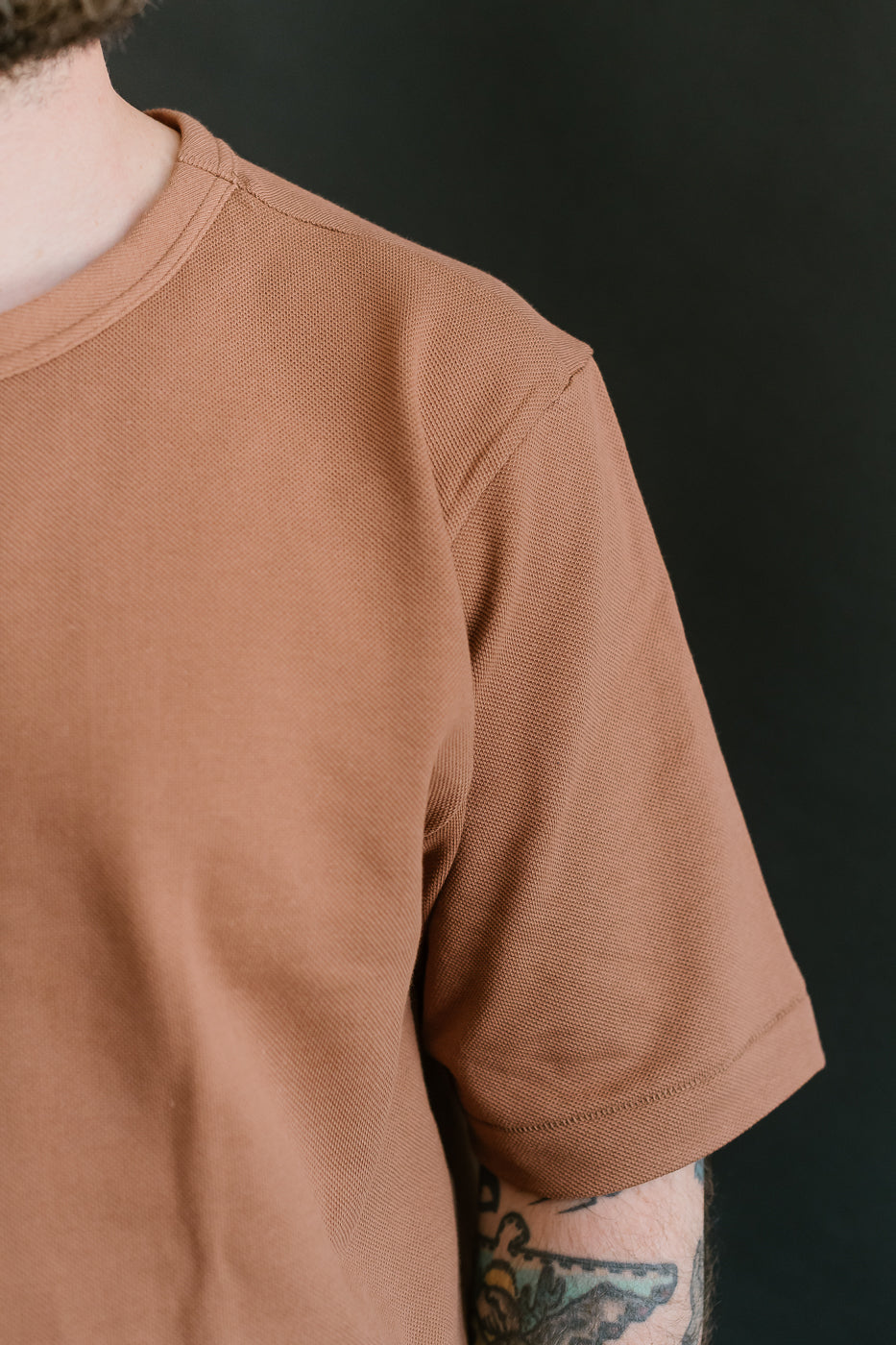 214PK.12 - 7.2oz Loopwheeled Relax Fit Pikée T-Shirt - Nut