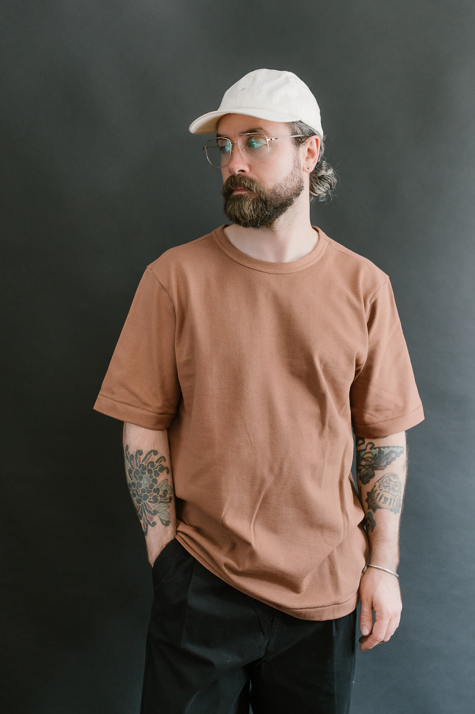 214PK.12 - 7.2oz Loopwheeled Relax Fit Pikée T-Shirt - Nut