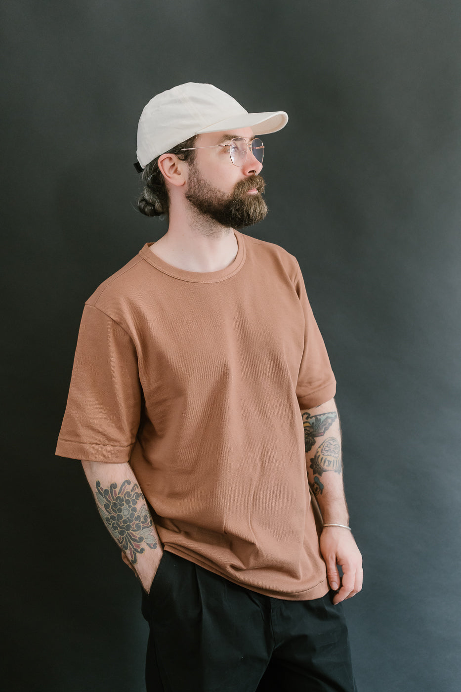 214PK.12 - 7.2oz Loopwheeled Relax Fit Pikée T-Shirt - Nut